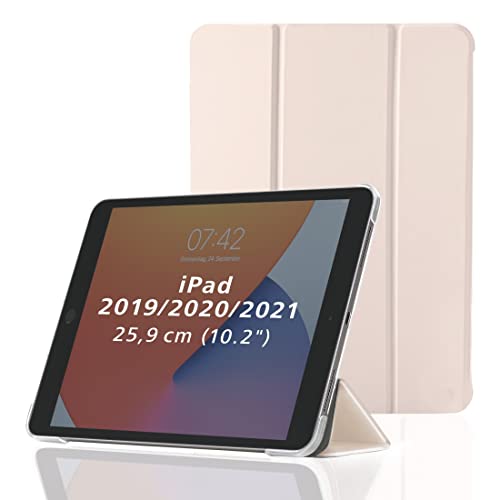 Hama Hülle für Apple iPad 2021 / 2020 / 2019 10.2" (aufklappbares Case für Apple Tablet 10,2 Zoll Gen. 7/8/9, Schutzhülle mit Standfunktion, transparente Rückseite, magnetisches Cover) rosa rose pink von Hama