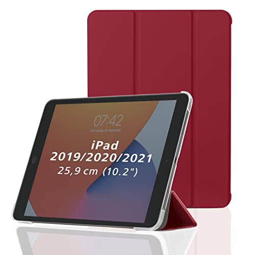 Hama Hülle für Apple iPad 2021 / 2020 / 2019 10.2" (aufklappbares Case für Apple Tablet 10,2 Zoll Gen. 7/8/9, Schutzhülle mit Standfunktion, transparente Rückseite, magnetisches Cover) rot von Hama