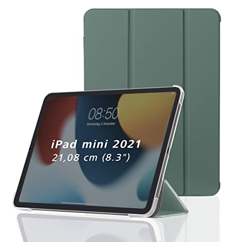 Hama Hülle für Apple iPad mini 2021 (aufklappbares Case für Apple Tablet mini 6. Generation, Schutzhülle mit Standfunktion, transparente Rückseite, magnetisches Cover) grün mint oliv von Hama