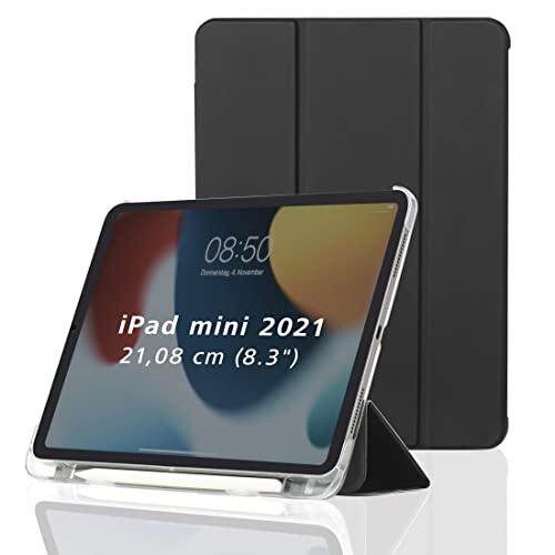 Hama Hülle für Apple iPad mini 2021 (aufklappbares Case für Apple Tablet mini 6. Generation, Schutzhülle mit Standfunktion und Stiftfach, transparente Rückseite, magnetisches Cover) schwarz von Hama