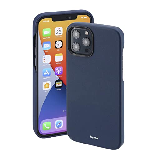 Hama Hülle für Apple iPhone 12 Pro Max kompatibel mit MagSafe (Magnetische Hülle für induktives Laden, Handyhülle schützt vor Stößen, Kratzern und Schmutz, Elegantes Case aus Kunstleder) blau von Hama