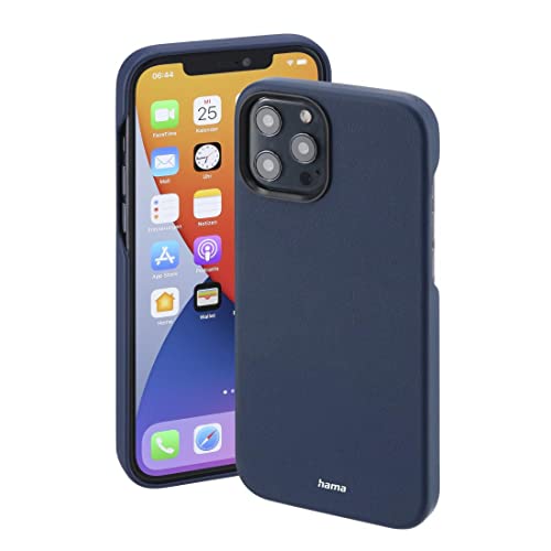 Hama Hülle für Apple iPhone 12 Pro Max kompatibel mit MagSafe (Magnetische Hülle für induktives Laden, Handyhülle schützt vor Stößen, Kratzern und Schmutz, elegantes Case aus Kunstleder) blau von Hama