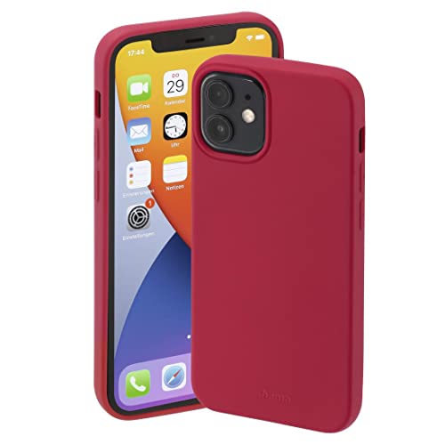 Hama Hülle für Apple iPhone 12 mini (Handyhülle schützt vor Stößen, Kratzern und Schmutz, Schutzhülle ermöglicht induktives Laden, seidig mattes Case aus TPU mit weichem Innenfutter) rot von Hama