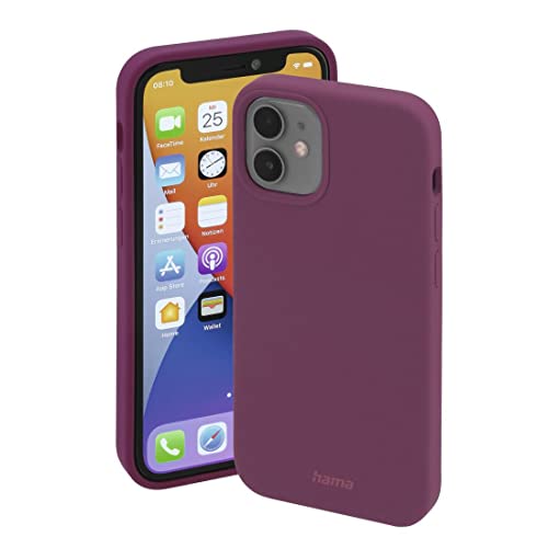 Hama Hülle für Apple iPhone 12 mini kompatibel mit MagSafe (Magnetische Hülle für induktives Laden, Handyhülle schützt vor Stößen, Kratzern und Schmutz, seidig mattes Case aus TPU) bordeaux von Hama