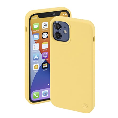 Hama Hülle für Apple iPhone 12 Mini kompatibel mit MagSafe (Magnetische Hülle für induktives Laden, Handyhülle schützt vor Stößen, Kratzern und Schmutz, seidig Mattes Case aus robustem TPU) gelb von Hama