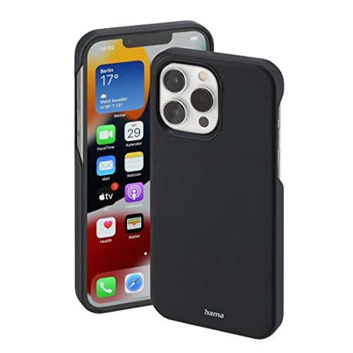 Hama Hülle für Apple iPhone 13 Pro kompatibel mit MagSafe (Magnetische Hülle für induktives Laden, Handyhülle schützt vor Stößen, Kratzern und Schmutz, elegantes Case aus Kunstleder) schwarz von Hama
