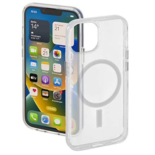 Hama Hülle für Apple iPhone 14 Plus kompatibel mit MagSafe (Magnetische Hülle für induktives Laden, Handyhülle schützt vor Stößen, Kratzern und Schmutz, durchsichtiges Case aus TPU) transparent von Hama