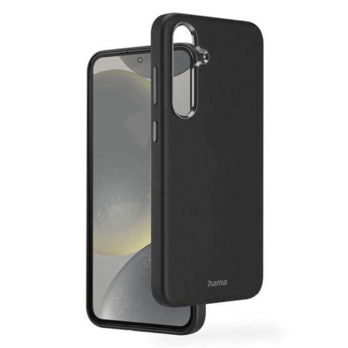 Hama Hülle für Samsung Galaxy S24+ (Kunstleder, Metall, Elegante Handyhülle für Rückseite, extra Schutz für Kamera und Display, Wireless Charging kompatibel, weich, recycelt) schwarz von Hama