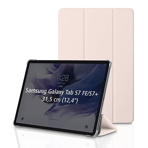 Hama Hülle für Samsung Galaxy Tab S7 FE/S7+/S8+ 31,5 cm 12,4 Zoll (aufklappbares Case für Samsung Tablet, Schutzhülle mit Standfunktion, transparente Rückseite, magnetisches Cover) rosa von Hama