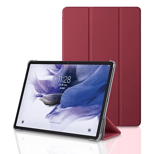 Hama Hülle für Samsung Galaxy Tab S7 FE/S7+/S8+ 31,5 cm 12,4 Zoll (aufklappbares Case für Samsung Tablet, Schutzhülle mit Standfunktion, transparente Rückseite, magnetisches Cover) rot von Hama