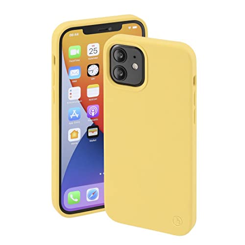 Hama Hülle für iPhone 12 u. iPhone 12 Pro kompatibel mit MagSafe (Magnetische Hülle für induktives Laden, Handyhülle schützt vor Stößen, Kratzern und Schmutz, seidig mattes Case aus robustem TPU) gelb von Hama