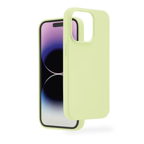 Hama Hülle für iPhone 14 Pro (Handyhülle, stoßfest, Kratzfest, Elegante Schutzhülle für Rückseite, weich, Slim, softe Oberfläche, Wireless Charging kompatibel) grün von Hama