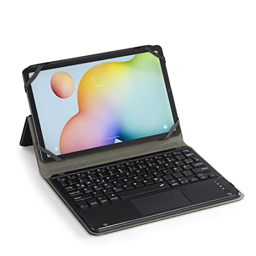 Hama Hülle mit Tastatur für Tablets 9,5 – 11“ (Bluetooth Tastatur mit Touchpad, Standfunktion, magnetische Tablethülle, Universal Tablet Case für Tablets 24-28 cm, herausnehmbare Tastatur) schwarz von Hama