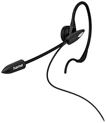 Hama In Ear Headset mit Mikrofon für schnurlose Telefone (2,5mm Klinke , Headset kabelgebunden, In Ear Kopfhörer mit Mikro, mono, einseitig tragbar, mit Ohrbügel, Stummschaltung, Clip) schwarz von Hama