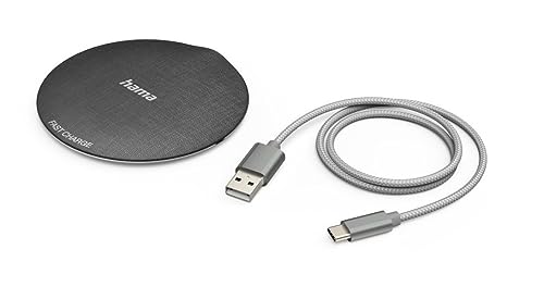 Hama Kabelloses Ladegerät 10 W QI-FC10 Metall (Induktionsladegerät, kompatibel mit iPhone 12/11/11 Pro/XS/XS Max/XR/X /8/8 Plus, Samsung Galaxy S10 /S9 /S9 + /S8 /S8 + /S6, Universal Qi Charging Pad) von Hama