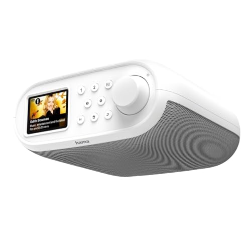 Hama Internetradio mit Digitalradio (WLAN/DAB+/DAB/UKW, Bluetooth, Spotify Streaming, 30 Speicherplätze, 2 Direktwahltasten, Radiowecker, Unterbauradio, 2,4 + 5 GHz, 2,4“ Farbdisplay, 5W) weiß von Hama