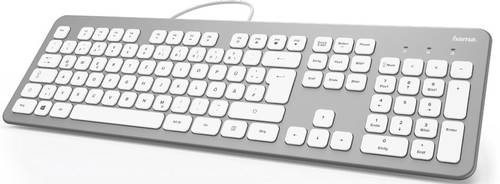 Hama KC-700 USB Tastatur Deutsch, QWERTZ Silber, Weiß von Hama