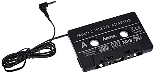 Hama KFZ-Kassettenadapter (Smartphones/MP3-/CD-Player/iPod/Tablets am Autoradio, Tape mit 3,5 mm Klinkenstecker, Stereo) schwarz von Hama