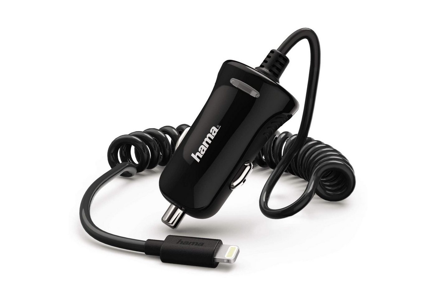 Hama KFZ Schnell-Ladekabel Lightning Spiral-Kabel Schwarz Tablet-Kabel, Lightning, Lade-Adapter Auto Ladegerät Schnellladung Spiralkabel Ladekabel von Hama