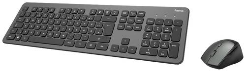 Hama KMW700 Funk Tastatur, Maus-Set Ergonomisch Deutsch, QWERTZ Anthrazit/Schwarz von Hama