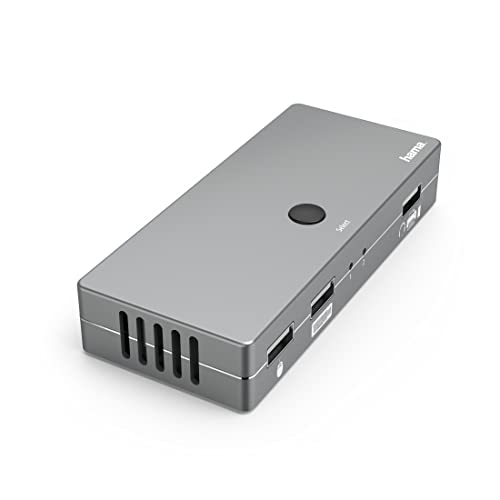 Hama KVM Switch für 2 PCs, Notebooks, Macbooks, Tablets, 4 Ports (KVM Umschalter für z.B. Maus, Tastatur, Drucker, USB Stick, Headset, Festplatte, PC Umschalter Maus Tastatur 3x USB, 1x HDMI) von Hama
