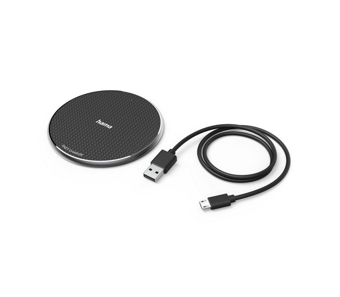 Hama Kabelloses Smartphone Ladepad schwarz, Wireless Charger 10W, edel Induktions-Ladegerät (2-tlg) von Hama