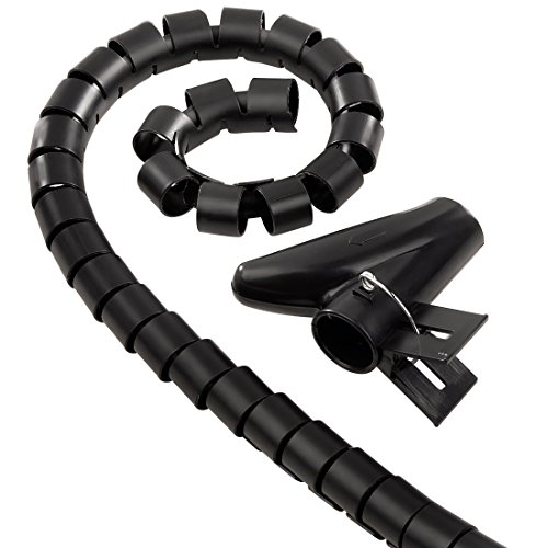 Hama Kabelschlauch mit Einziehhilfe (flexibler Kabelkanal für Kabelmanagement und Kabelschutz, Kabelspirale für flexible Bündelweite, Kunststoff, Ø 30 mm, 1,5m) schwarz von Hama