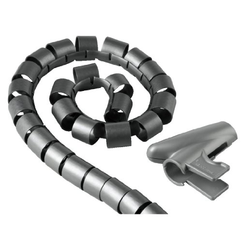 Hama Kabelschlauch mit Einziehhilfe (flexibler Kabelkanal für Kabelmanagement und Kabelschutz, Kabelspirale für flexible Bündelweite, Kunststoff, Ø 30 mm, 1,5m) silber von Hama