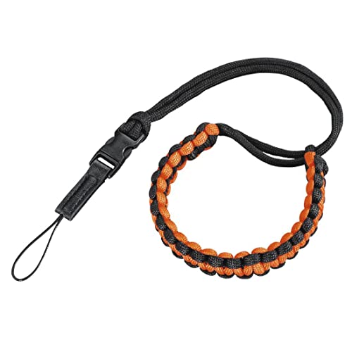 Hama Kamera Handschlaufe (Kameragurt mit Schnellverschluss, Handgelenkschlaufe, Trageschlaufe, 20 cm Länge, Nylon, Universal Handgurt für Kompaktkamera und Systemkamera, Retro) schwarz/orange von Hama