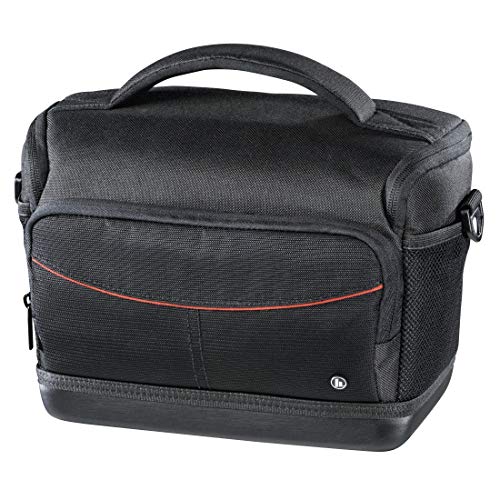 Hama Kameratasche „Albany“ für Digitalkamera (Fototasche für DSLR, mit Zubehörfächern, Tragegriff, Gürtelschlaufe und Inneneinteilung, Umhängetasche, reißfestes Polyester, 22 x 12,5 x 14 cm) schwarz von Hama