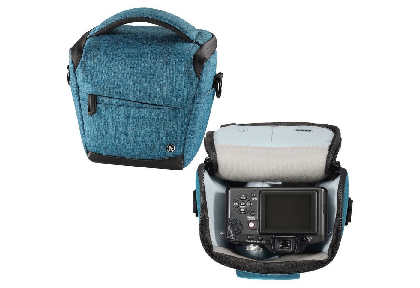 Hama Kameratasche Kamera-Tasche Colt Trinidad Universal Hülle Blau, Case Schultergurt Tragegriff Zubehör-Fächer Digitalkamera Systemkamera von Hama