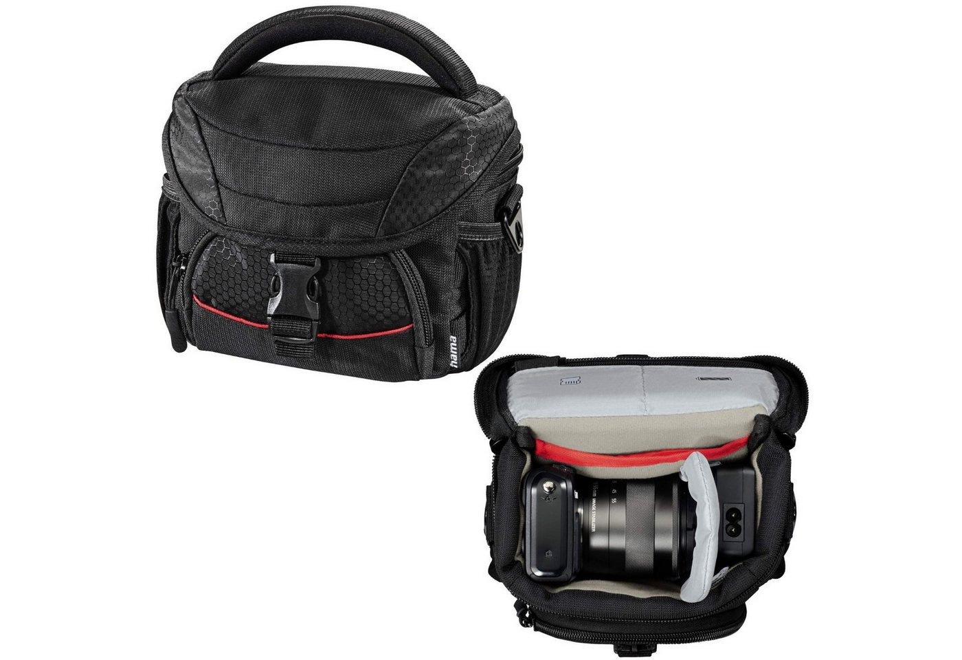 Hama Kameratasche Kamera-Tasche Pittsburgh 100 Foto-Tasche Universal (Set), Case Schultergurt Tragegriff Zubehör-Fächer Systemkamera Digitalkamera von Hama