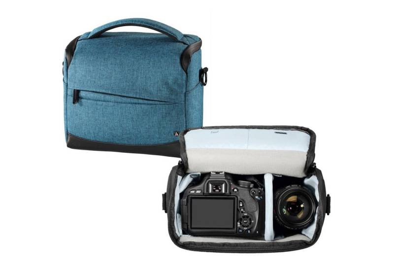 Hama Kameratasche Kamera-Tasche Trinidad 130 Foto-Tasche Universal Blau, Case Schultergurt Tragegriff Zubehör-Fächer Digitalkamera Systemkamera von Hama