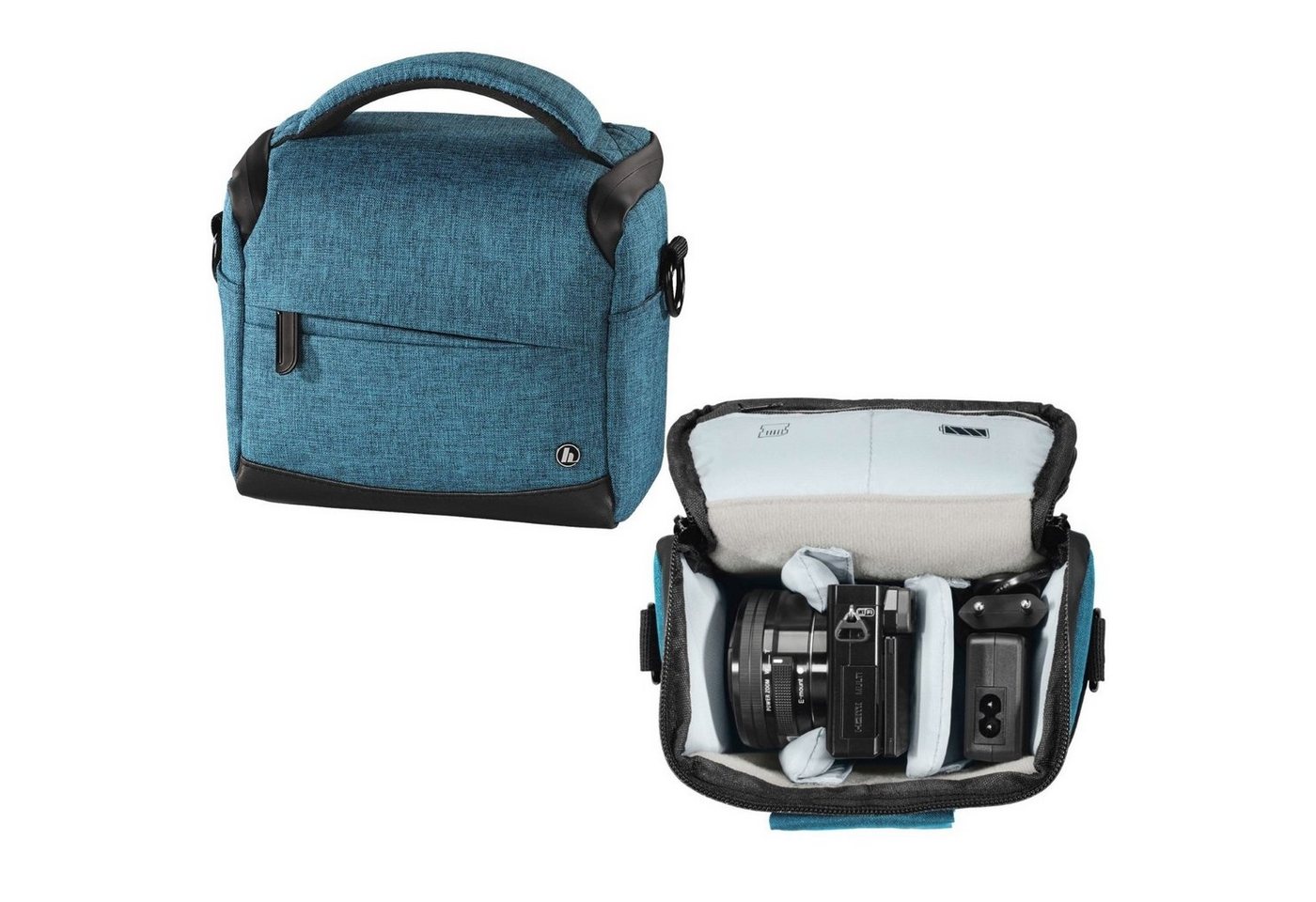 Hama Kameratasche Kamera-Tasche Trinidad Foto-Tasche Universal Blau, Case Schultergurt Tragegriff Zubehör-Fächer Digitalkamera Systemkamera von Hama