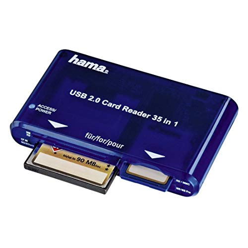 Hama Kartenleser USB 2.0 - 35-in-1 (Kartenlesegerät, Card Reader SD/SDHC/SDXC, CF, microSD/SDHC/SDXC, USB 2.0) blau von Hama