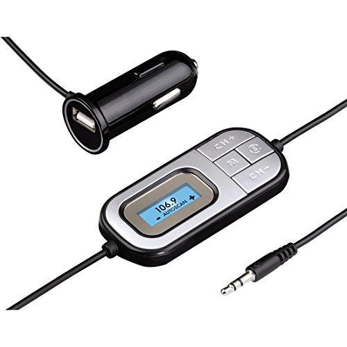 Hama Kfz FM Transmitter (3,5 mm Klinkenstecker, Auto Scan-Funktio, USB Ladebuchse für MP3-Player und Smartphones) Silber/schwarz von Hama