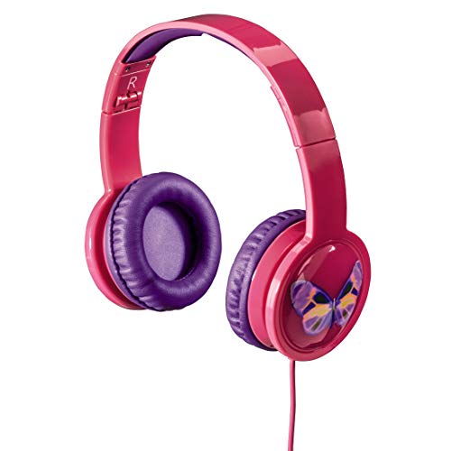 Hama Kinderkopfhörer Over-Ear Blink'n Kids (Lautstärkebegrenzung 85dB, Kopfhörer für Kinder, faltbar, verstellbar, Blinkeffekt mit LED-Licht, 1,2 m Kabel Leicht-Kopfhörer für Mädchen ab 4 Jahre) pink von Hama