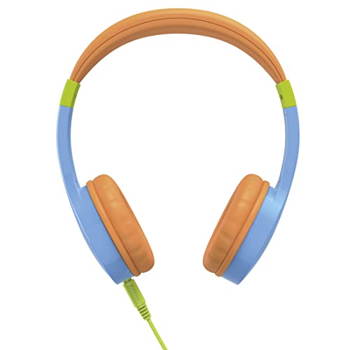 Hama Kinderkopfhörer mit Kabel (Kopfhörer Kinder mit Lautstärkebegrenzung auf 85 dB, ab 4 Jahre, On-Ear-Kopfhörer mit Klinkenstecker für Tablet, Toniebox, flexibles, verstellbares Kopfband) blau/bunt von Hama