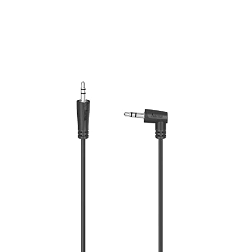 Hama Klinkenkabel abgewinkelt, 0,5 m (Klinkenstecker 3,5 mm, Audiokabel 90 Grad abgewinkelt, Aux-Kabel M/M, Stereo, ideal für Handy, Smartphone, Tablet, Kopfhörer, HiFi-Empfänger), Schwarz von Hama