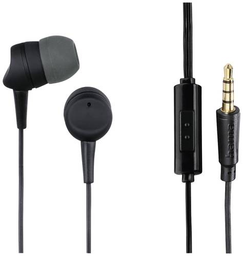 Hama Kooky HiFi In Ear Kopfhörer kabelgebunden Stereo Dunkelgrau, Schwarz Mikrofon-Rauschunterdrüc von Hama