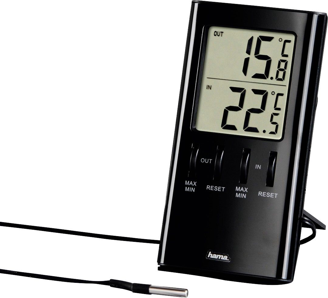 Hama LCD-Thermometer "T-350", Schwarz Mit Außenfühler Wetterstation Hama LCD-Thermometer "T-350", Schwarz Mit Außenfühler Wetterstation von Hama