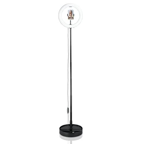 Hama LED-Ringlicht mit Stativ und Handy-Halterung (26,5cm Lichtring, Ringleuchte inkl. Bluetooth-Fernbedienung, 3 Farbtemperaturen, 10 Helligkeitsstufen, passend für Youtube/TikTok/Selfies) schwarz, 00004642 von Hama