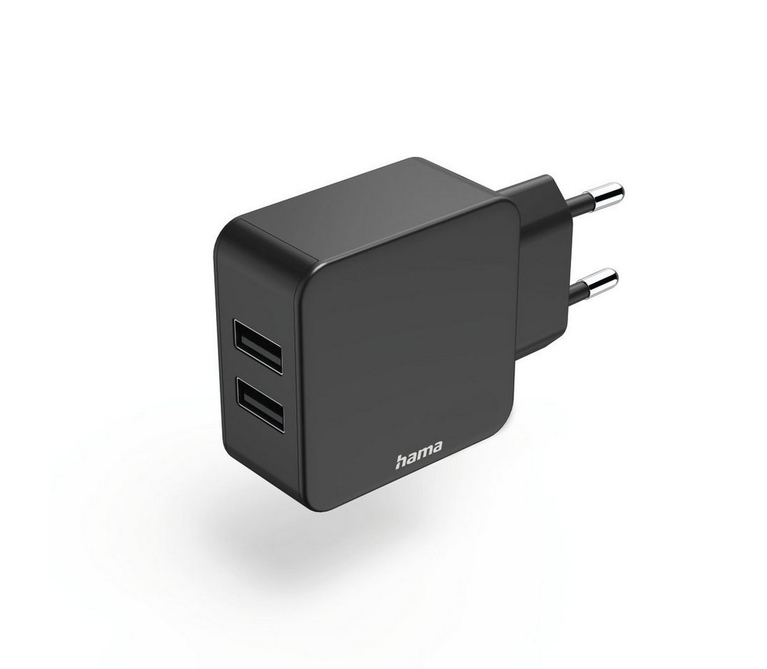 Hama Ladegerät für Smartphone, Tablet, universal, 2x USB-A, 12W, Schwarz USB-Ladegerät (1-tlg) von Hama