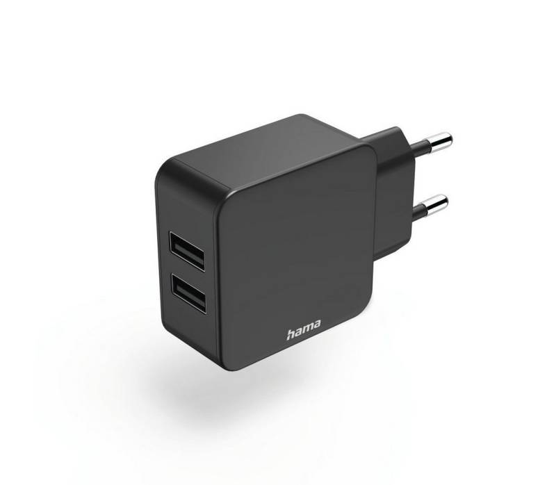 Hama Ladegerät für Smartphone, Tablet, universal, 2x USB-A, 12W, Schwarz USB-Ladegerät (1-tlg) von Hama