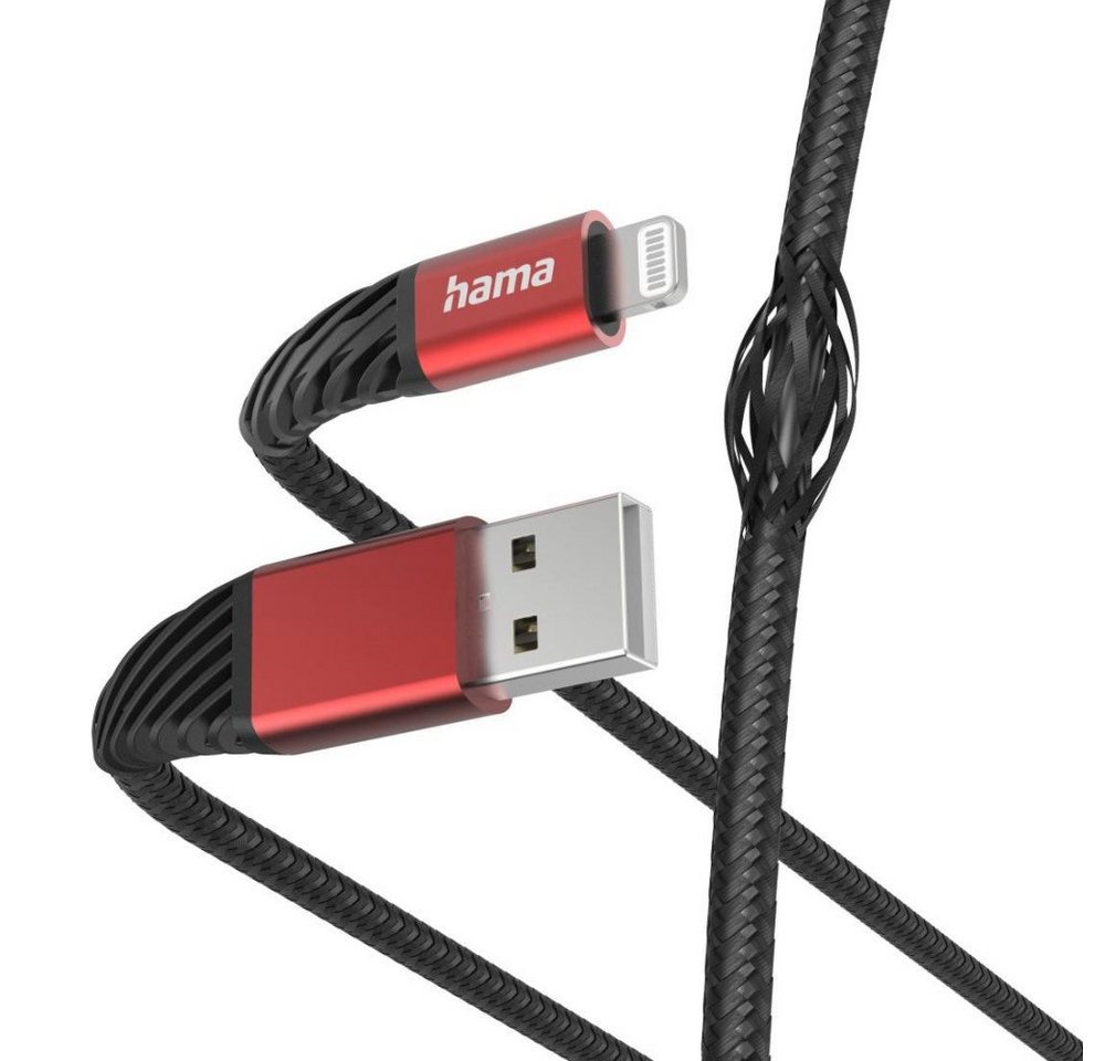 Hama Ladekabel Extreme", USB-A - Lightning, 1,5 m, Nylon, Schwarz/Rot USB-Kabel" von Hama