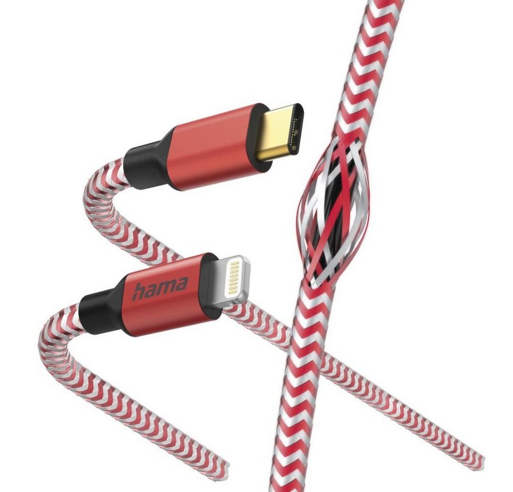 Hama Ladekabel Reflective", USB-C - Lightning, 1,5 m, Nylon, Rot USB-Kabel" von Hama