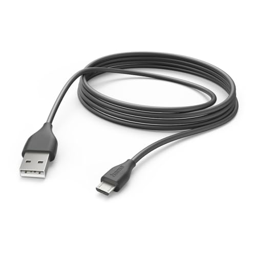 Hama Ladekabel USB A auf Micro USB, 3m (Schnellladung, Handy Ladekabel, Datenkabel, USB Kabel, Handykabel, Ladekabel USB Typ A, Micro-USB, maximal kompatibel) schwarz von Hama