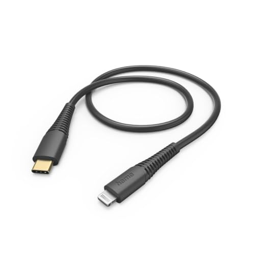 Hama Ladekabel USB C auf Lightning (iPhone Ladekabel, Lightning Kabel, iPhone 14 13 12 11 Pro Max Plus mini SE XS Max XR X 8 7, iPad Pro Air mini, iPod, MFI zertifiziert, vergoldet, 1,5m) schwarz von Hama