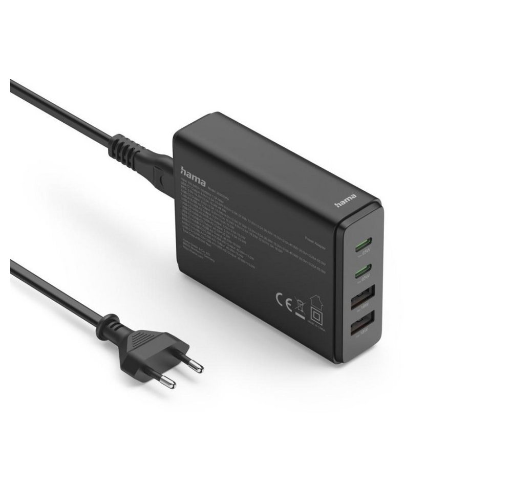 Hama Ladestation 4 Ports, GaN, Schnellladegerät, 2xUSB-C, 2xUSB-A, PD, 65 Universal-Ladegerät Hama Ladestation 4 Ports, GaN, Schnellladegerät, 2xUSB-C, 2xUSB-A, PD, 65 Universal-Ladegerät von Hama