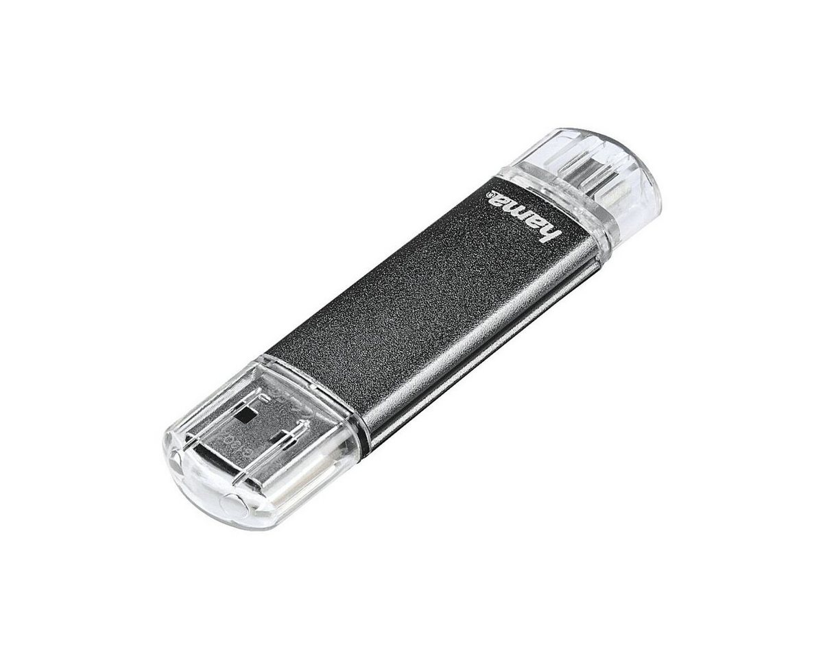 Hama Laeta Twin USB-Stick (Lesegeschwindigkeit 10 MB/s, mit Verschlusskappe für beide Anschlüsse) von Hama